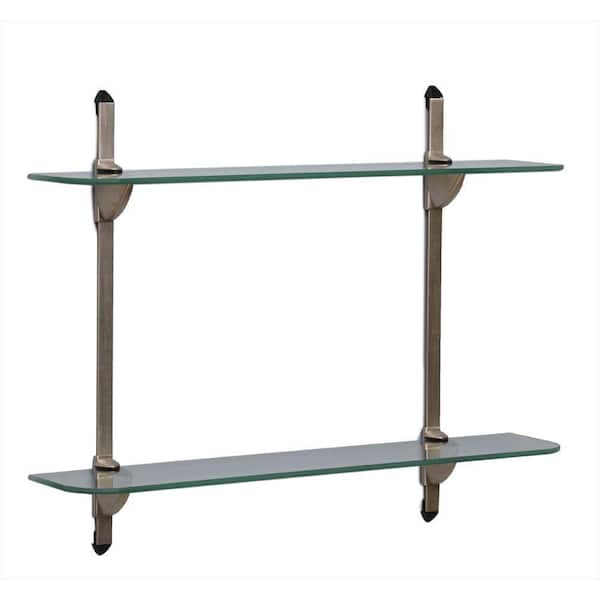 Knape & Vogt 5 in. x 24 in. Satin Nickel Standards and Brackets Glass Decorative Shelf Kit