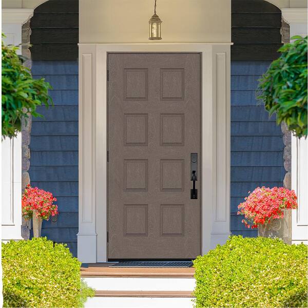 Regency 42 in. x 96 in. 8-Panel RHOS Ashwood Stain Mahogany Fiberglass Prehung Front Door
