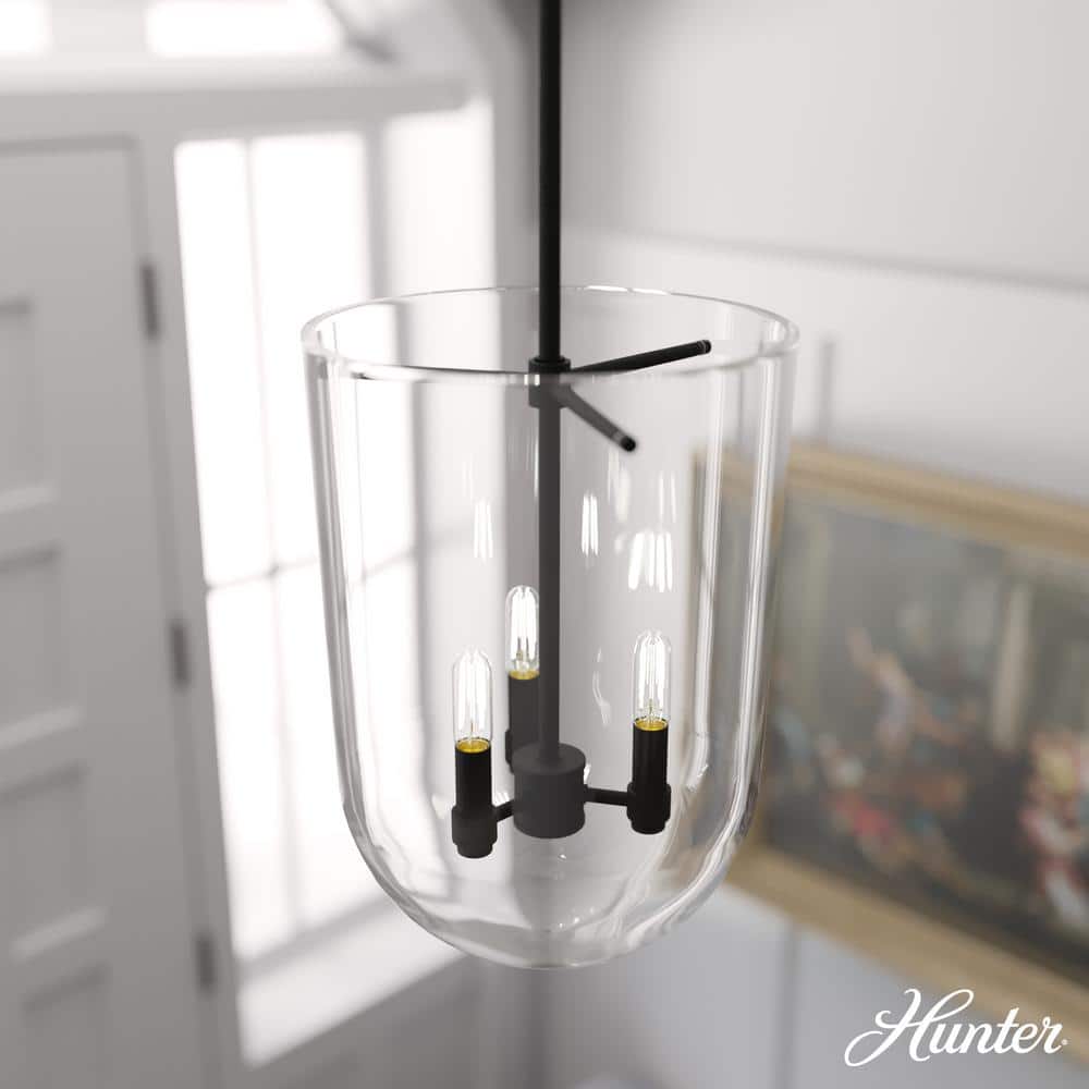 Sacha 16'' Black Modern LED Glass Bell-Shaped Pendant