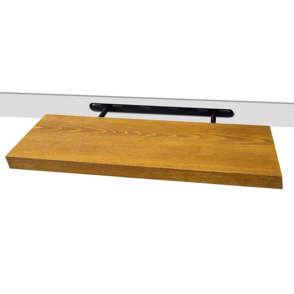 Floating Shelves 24 in. W x 6. 7 in. D Yellow Brown Wood Rustic Decorative 