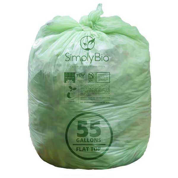 Simply Bio 55 Gal. Compostable Trash Bags with Flat Top, Eco-Friendly, Heavy-Duty (20-Count)
