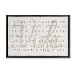 Life Is Inspirational by Jennifer Pugh Black Floater Frame Typography Graphic Art Print 21 in. x 31 in.