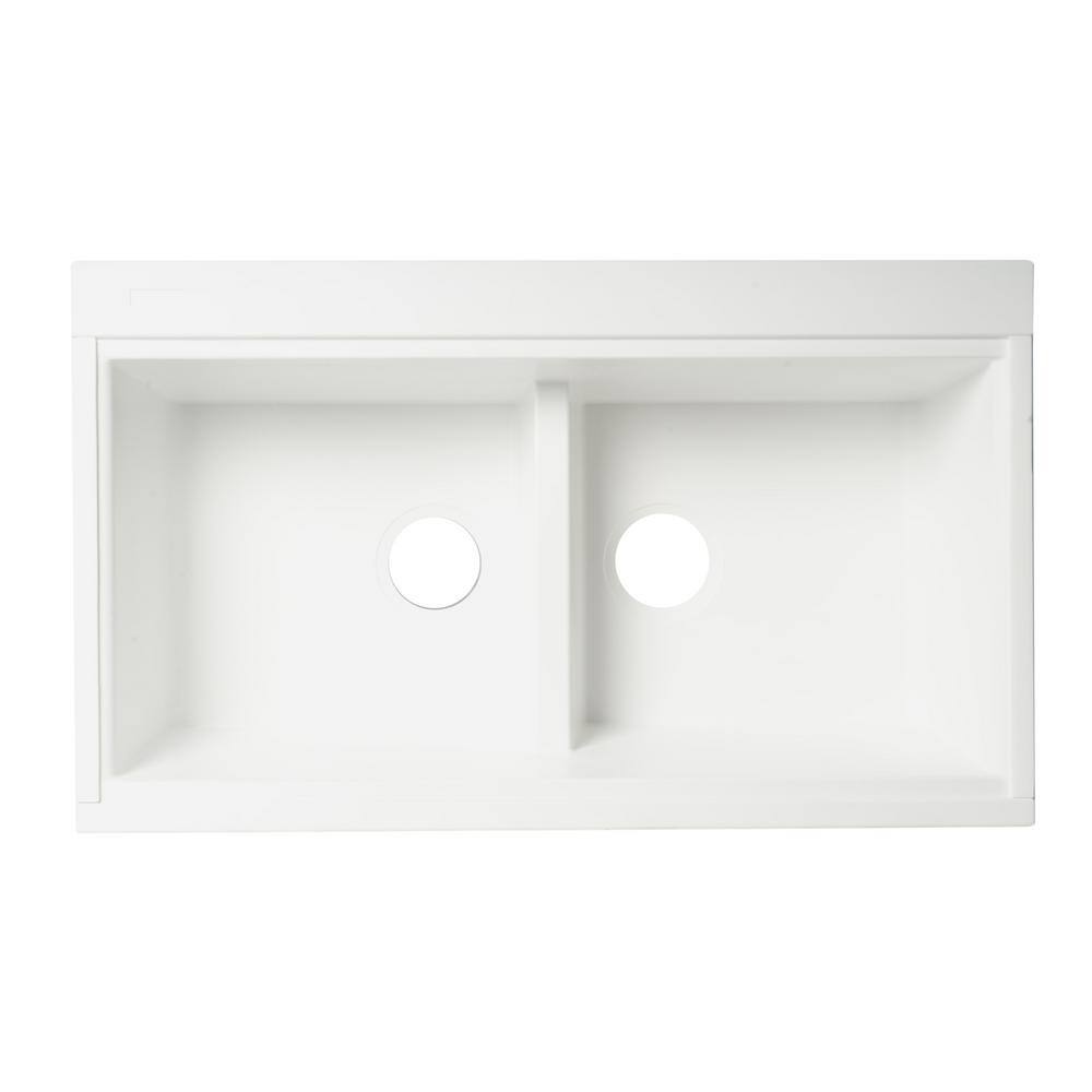 White Granite Composite Double Bowl Undermount Kitchen Sink