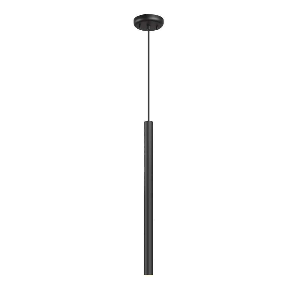 Forest Matte Black 24 in. Integrated LED Pendant Light with Braided Cord