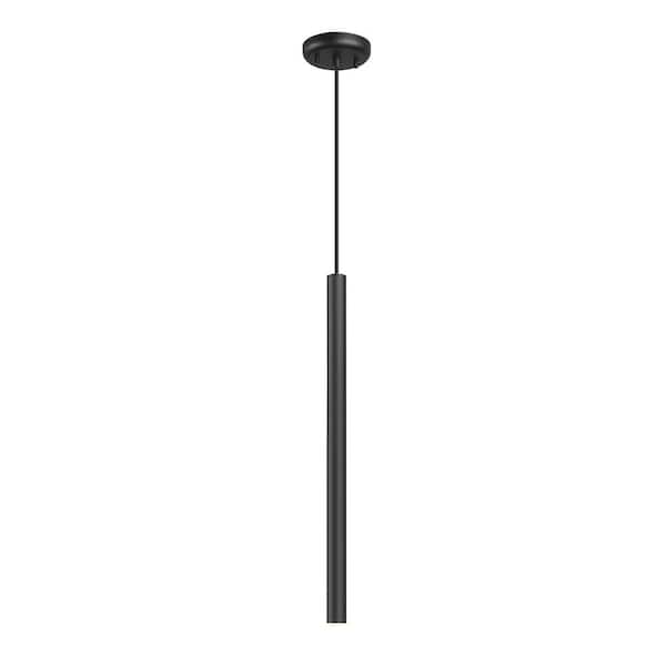 Unbranded Forest Matte Black 24 in. Integrated LED Pendant Light with Braided Cord