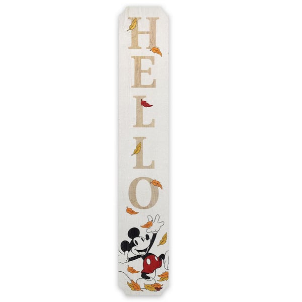 Disney 46 in. Weather-Resistant Mickey Mouse Hello Fall Vertical Wood Porch Decor