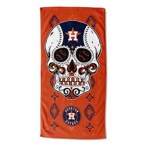 MLB Astros Candy Skull Printed Cotton/Polyester Blend Multicolor Beach Towel