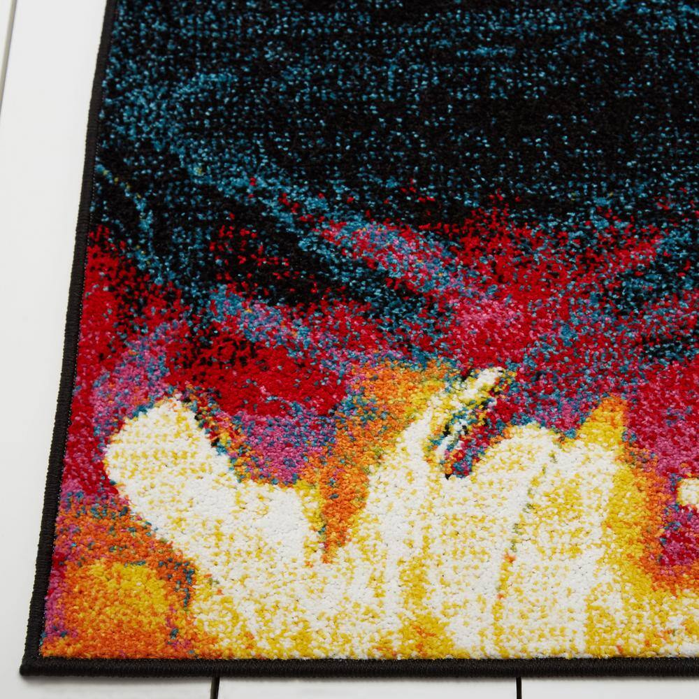 Splash Black and Pink Abstract Washable Kids Rug