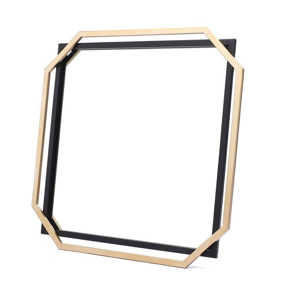 Square Gold and Black Metal Floating Frame Wall Mirror
