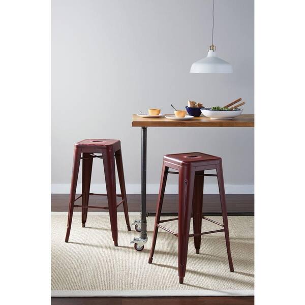 OSP Home Furnishings Bristow 30.25 in. Antique Red Bar Stool (Set of 4)