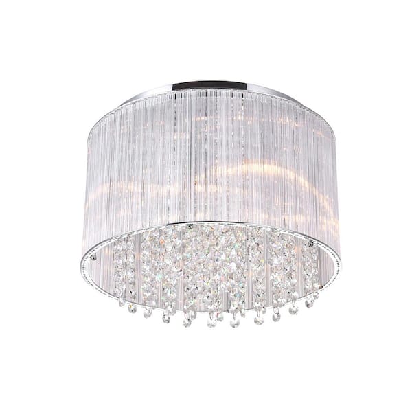 CWI Lighting Spring Morning 6 Light Drum Shade Flush Mount With Chrome Finish