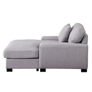 Gray Velvet Upholstery Material Chaise Lounge with Pillow and Soild Wood Legs