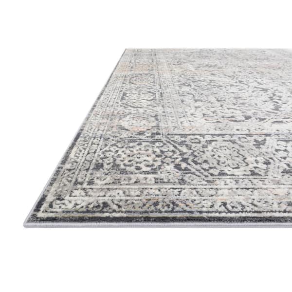 Lucia Steel/Ivory 2 ft. 8 in. x 10 ft. Transitional Polypropylene/Polyester Pile Runner Rug