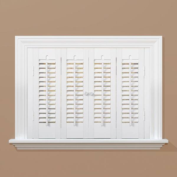 HOME basics White 1-1/4 in. Traditional Faux Wood Interior Shutter 39 to 41 in. W x 20 in. L