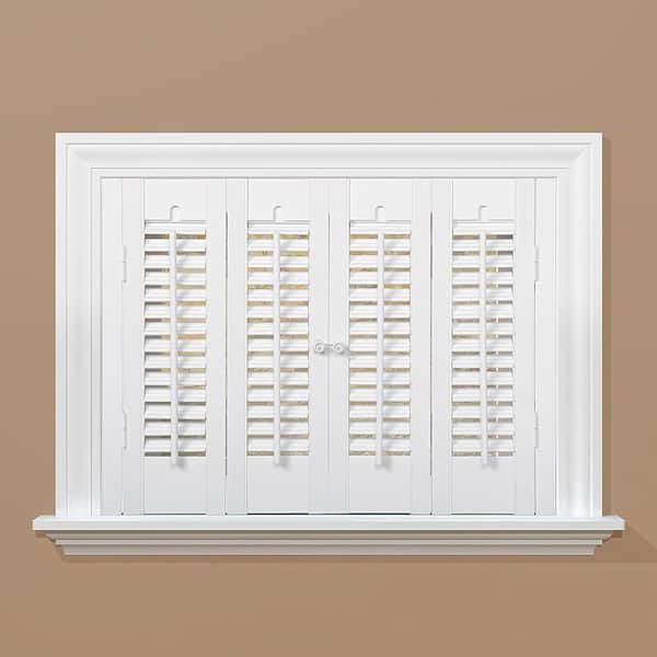 HOME basics White 1-1/4 in. Traditional Faux Wood Interior Shutter 39 to 41 in. W x 24 in. L