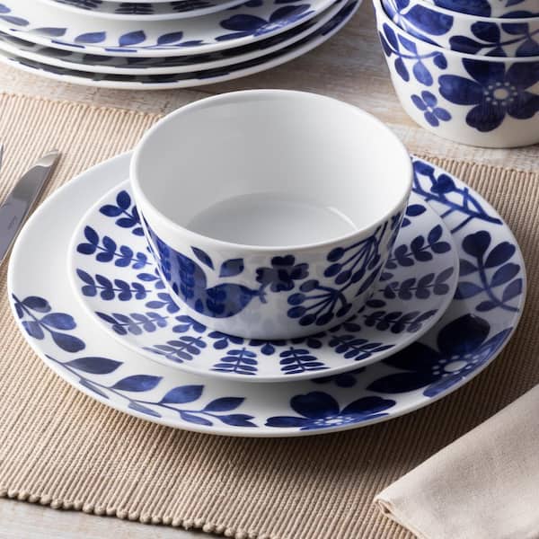 Noritake Sandefjord 12-Piece (Blue) Porcelain Dinnerware Set