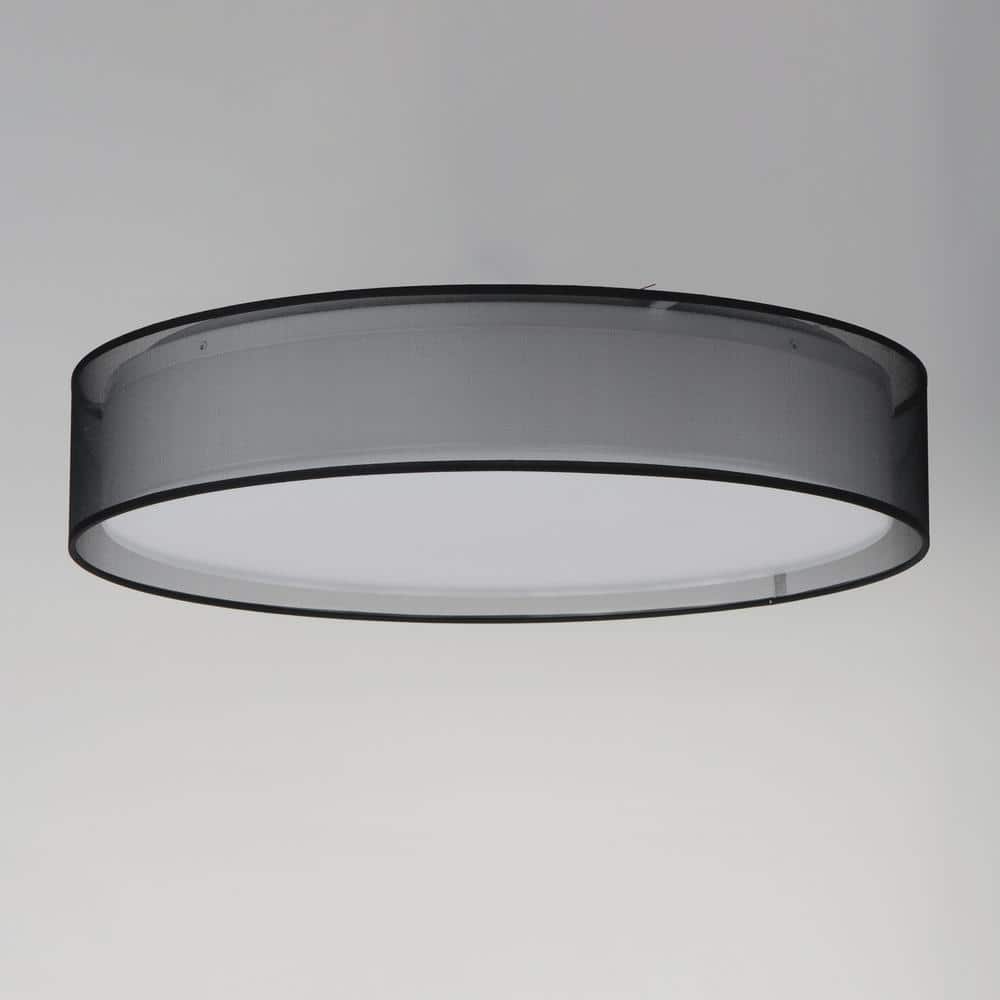 Black Organza LED Drum Flush Mount Ceiling Light