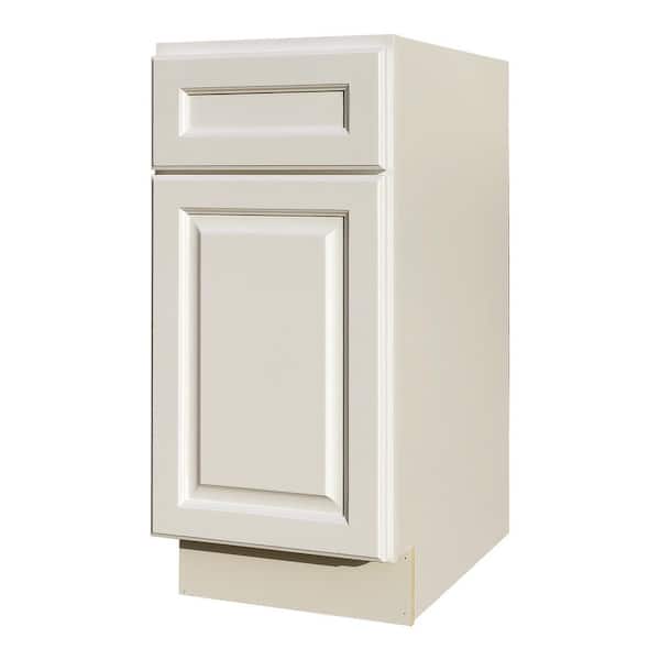LaPort Assembled 15x34.5x24 in. Base Cabinet with 1 Door and 1 Drawer in Classic White