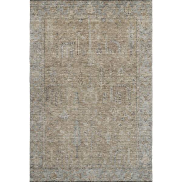 Mayfield Premium Machine Washable Abstract AMF1135 Tan 10 ft. x 14 ft. Area Rug
