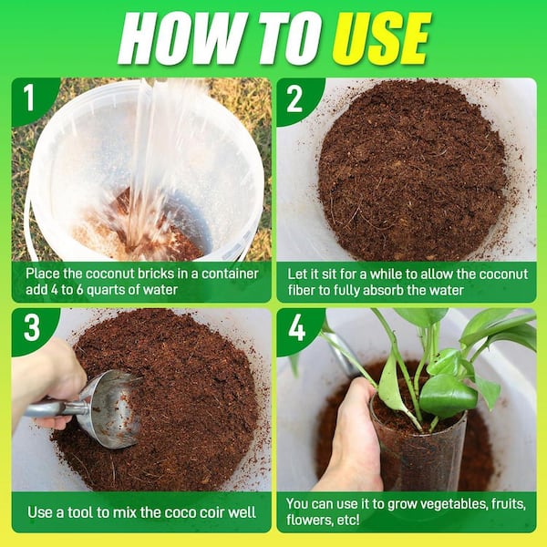 Moathty 100% Organic Coco Coir Brick with Peat Moss and Fiber