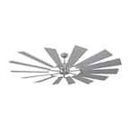Prairie 72 in. Integrated LED Indoor/Outdoor Brushed Steel Ceiling Fan with Dual Washed Oak or Silver Blades and Remote