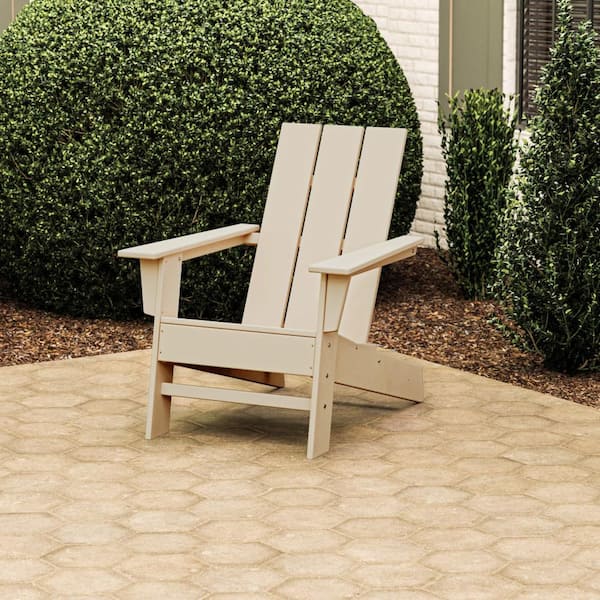 POLYWOOD Grant Park Sand HDPE Plastic Modern Adirondack Outdoor Chair