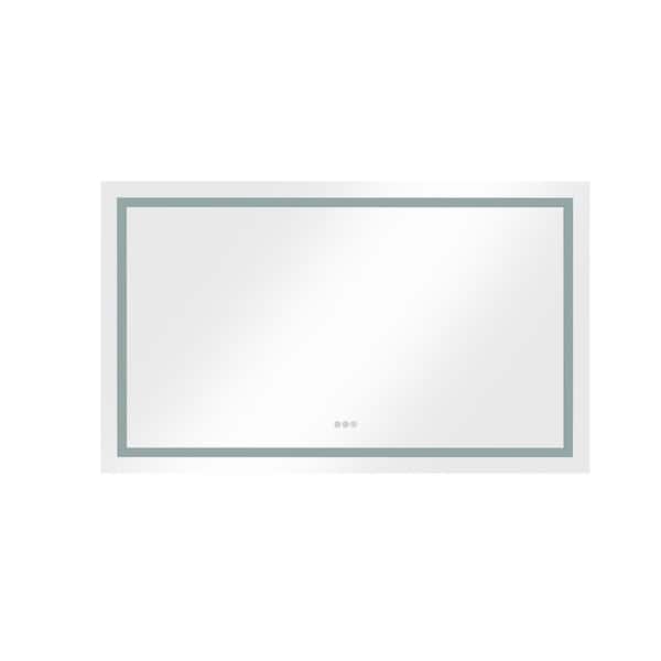 Unbranded 40 in. W x 24 in. H Rectangular Aluminium Frameless Anti-Fog Wall Mounted Bathroom Vanity Mirror with LED Lights