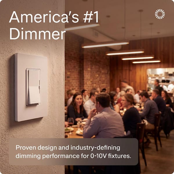 Diva Dimmer Switch for 0-10V LED/Fluorescent Fixtures, 3.75-Amp, Single-Pole or 3-Way, White (DVSTV-453PH-WH)