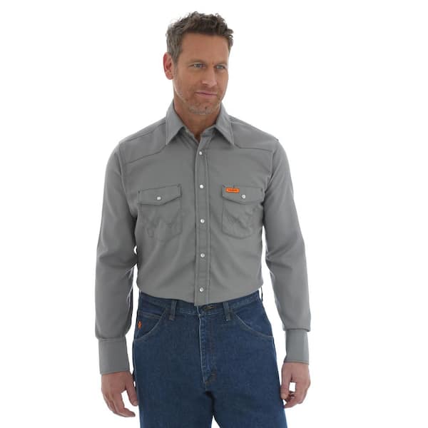 Wrangler RIGGS Workwear Men's Size 2X-Large Tall Charcoal Western Shirt