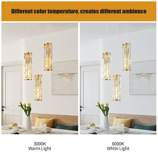 ZHLWIN Home Lighting ‎40-Watts 3-Light Gold Fixture Mini Crystal