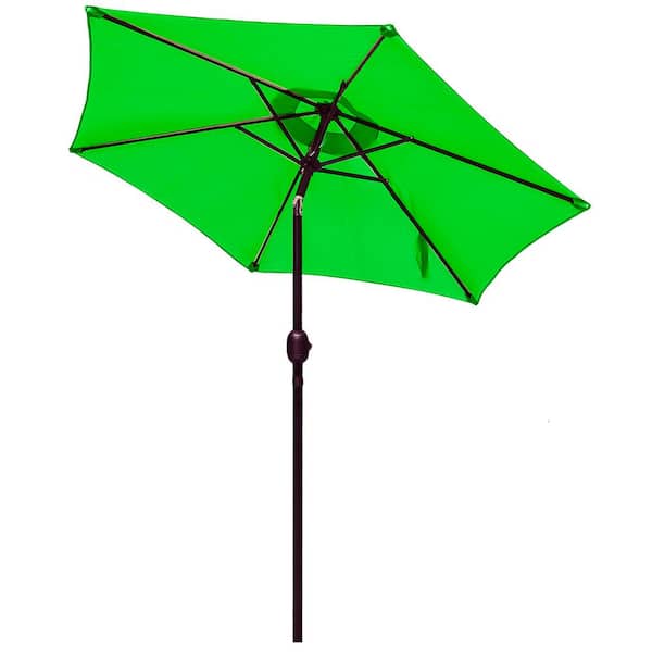 LAUREL CANYON 7.5 ft. Market Push Button Tilt and Crank Patio Umbrella Table in Apple green
