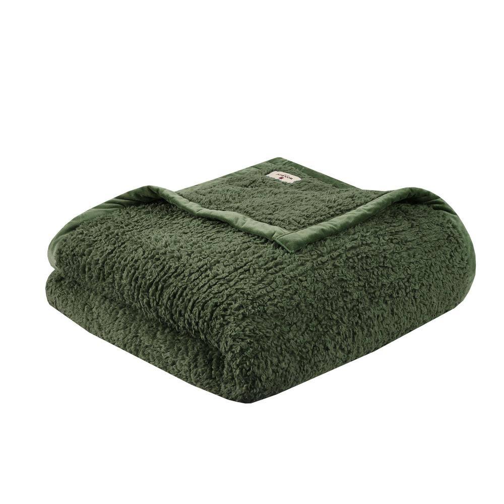 Full Green Fleece Reversible Blanket with Velvet Binding