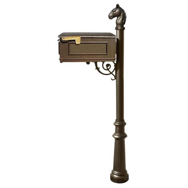 QualArc Lewiston Equine Bronze Post Mount Non-Locking Mailbox