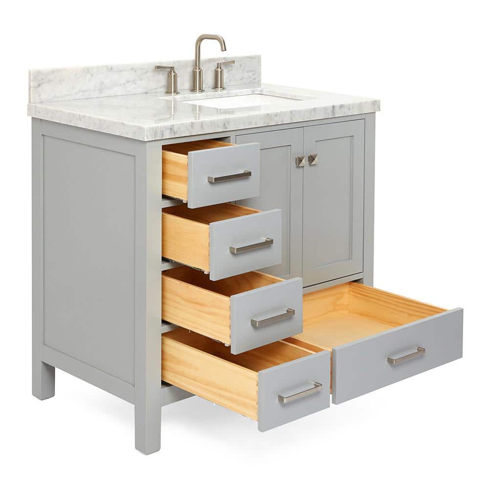 Cambridge 37" Grey Marble Top Single Basin Vanity