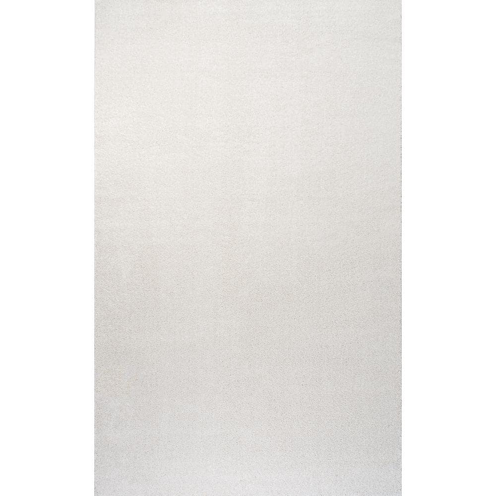 Cream Solid Synthetic Reversible 10' x 14' Area Rug