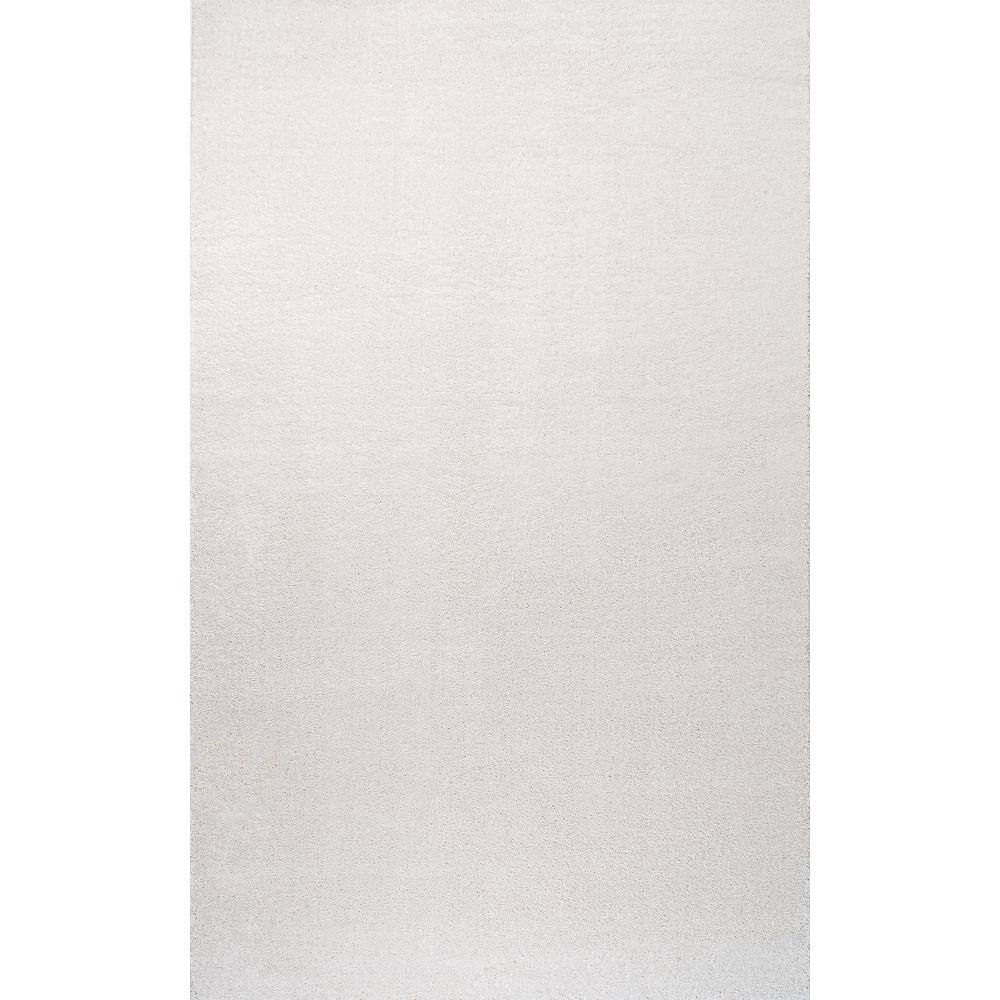 Cream Synthetic Low-Pile Reversible Indoor Area Rug
