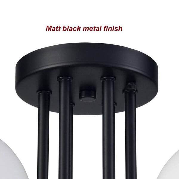 CLAXY 27.56 in. 6-Light Black Modern Semi-Flush Mount with CLAXY 27.56 in. 6-Light Black Modern Semi-Flush Mount with