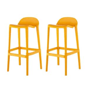 Joyous 34.30 in. Orange Indoor/Outdoor Barstool (Set of 2)