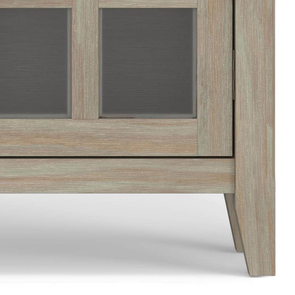 Distressed Grey Solid Wood Office Cabinet with Adjustable Shelving