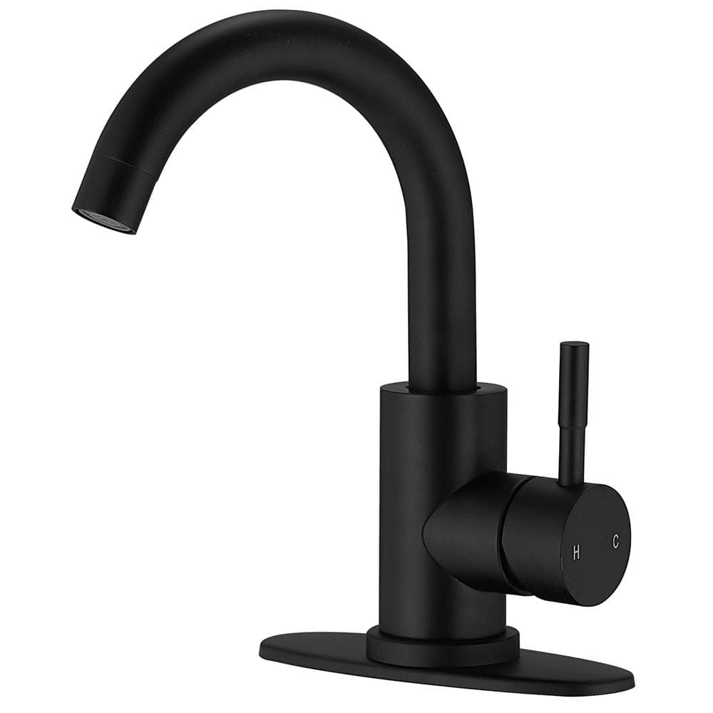 Single Hole Single-Handle High Arc Bathroom Faucet with Swivel Spout in Matte Black price history on PriceWatchPro