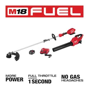 M18 FUEL 18V Lithium-Ion Brushless Cordless Electric String Trimmer/Blower Combo Kit w/Broom, Bristle Brush (4-Tool)
