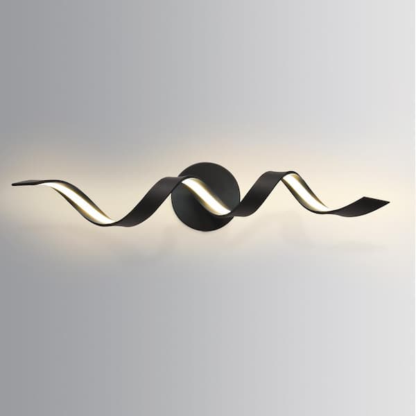 EDISLIVE Miron 23.5 in. Modern LED Vanity Light 12W 3000K Spiral Design Black Wall Light Fixture