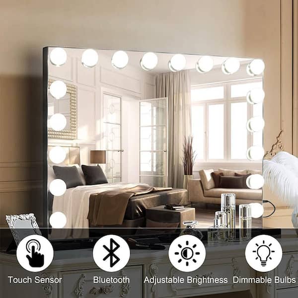 31.5 in x 22.8 in White Vanity with Integrated Light and Bluetooth Speaker, Dimmable Makeup Mirror with USB Charge Port