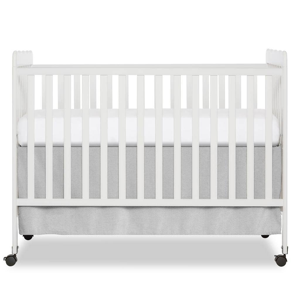White Wooden Convertible 3-in-1 Crib with Safety Rails