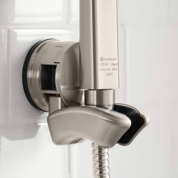 Modern 1-Spray 7.9 in. Dual Wall Mount Fixed and Handheld Shower Head 1.8 GPM in Brushed Nickel