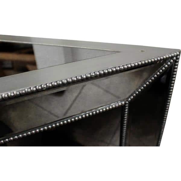 72" Glass Top Silver Mirrored Wood Dining Table