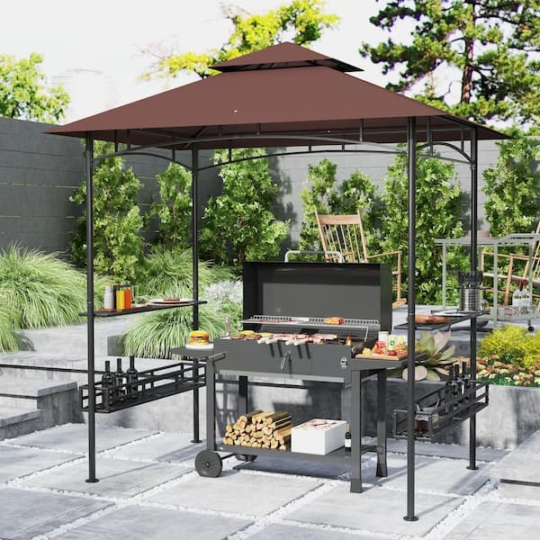 Outsunny 8 ft. x 5 ft. Grill Gazebo, 2-Tier Outdoor BBQ Gazebo