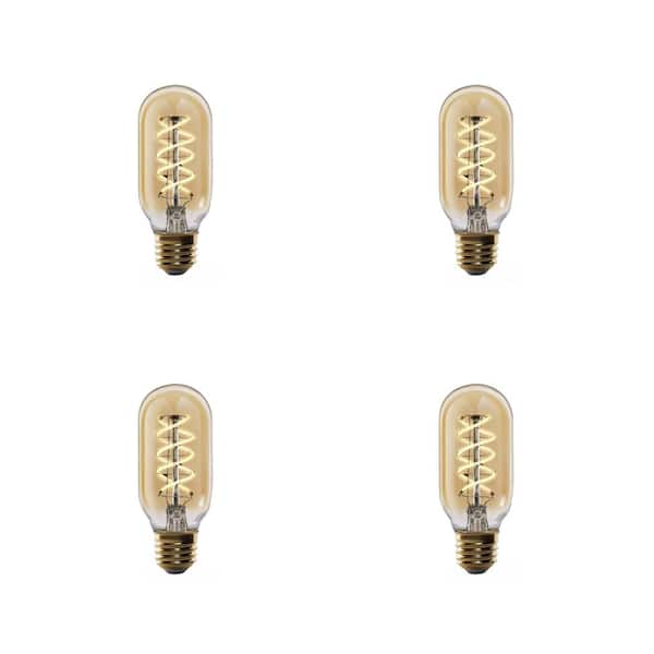Feit Electric 40-Watt Equivalent T14 Dimmable Spiral Filament Amber Glass E26 Vintage Edison LED Light Bulb, Warm White (4-Pack)
