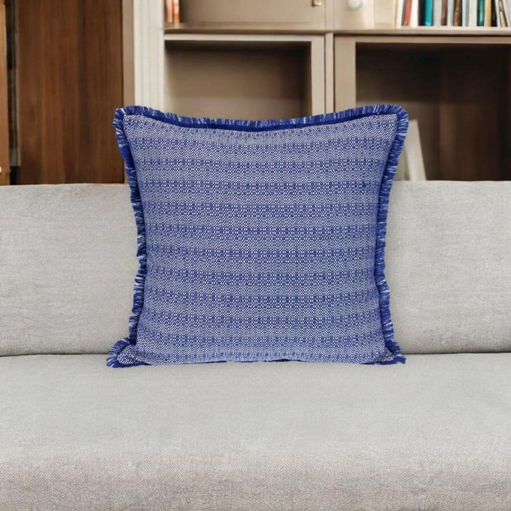 Blue, White Striped Polyester 20 in. x 20 in. Throw Pillow