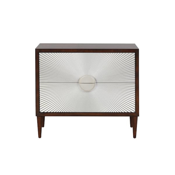 Acme Furniture Shimas 2-Drawer Silver and Walnut Finish Nightstand 32 in. X 16 in. X 36 in.